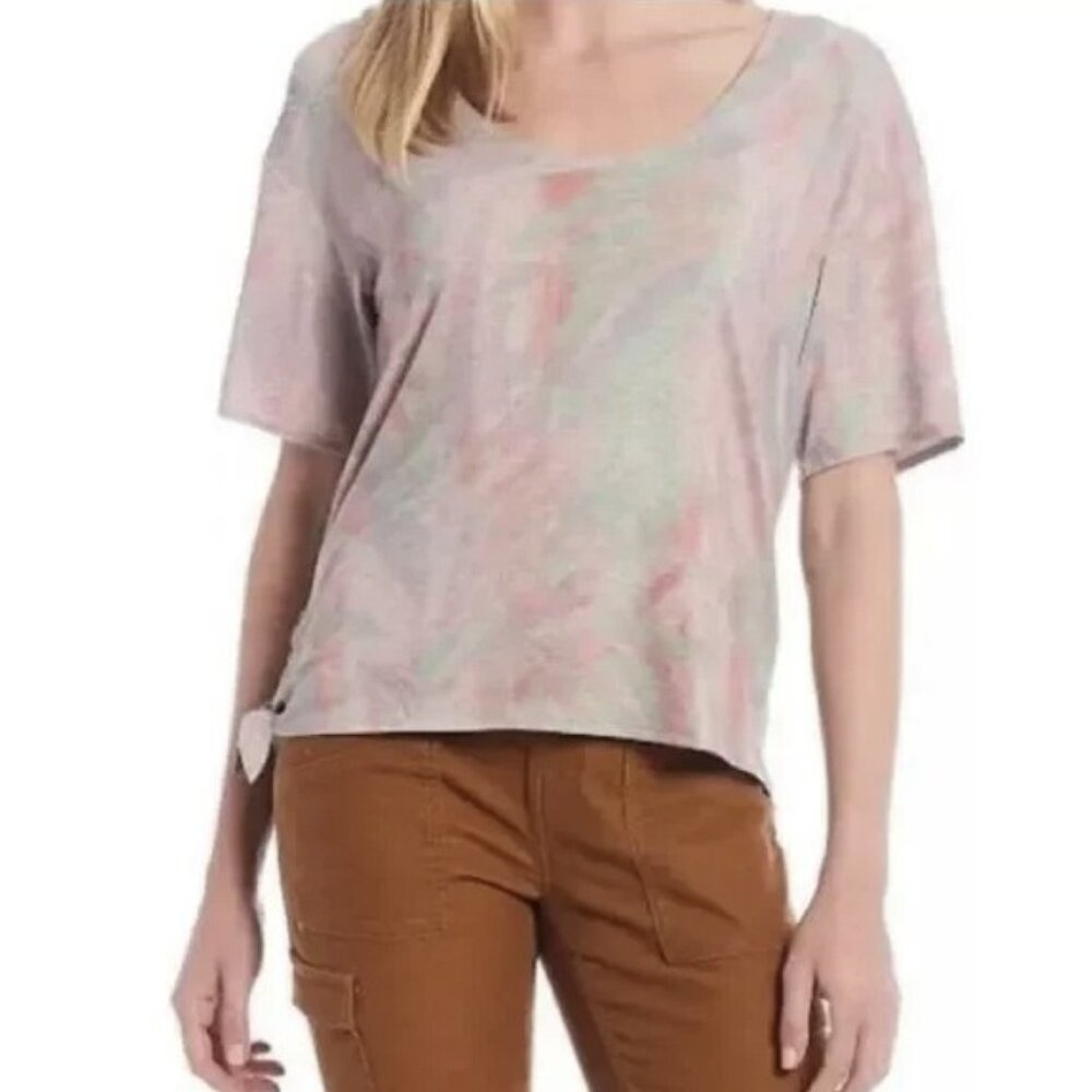 Prana Polyjungle Watercolor Tie-Dye Short Sleeve Top Size L